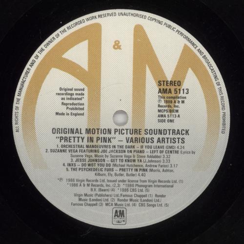 Original Soundtrack Pretty In Pink - EX vinyl LP album (LP record) UK OSTLPPR745132