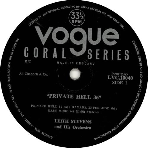 Original Soundtrack Private Hell 36 10" vinyl single (10 inch record) UK OST10PR692759