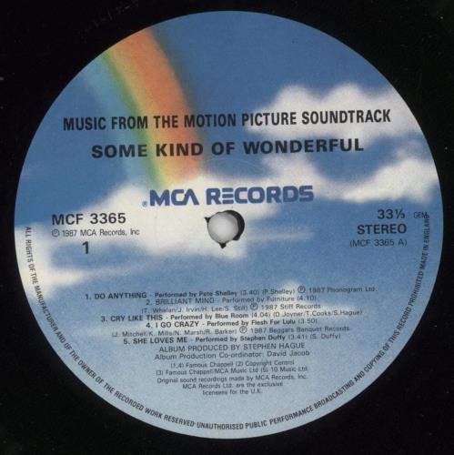 Original Soundtrack Some Kind Of Wonderful vinyl LP album (LP record) UK OSTLPSO474652