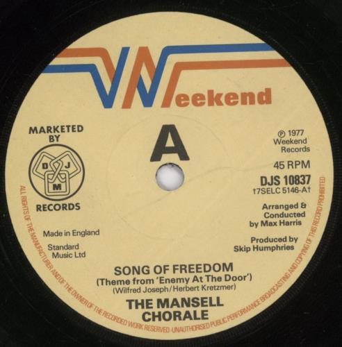 Original Soundtrack Song Of Freedom - P/S 7" vinyl single (7 inch record / 45) UK OST07SO893221