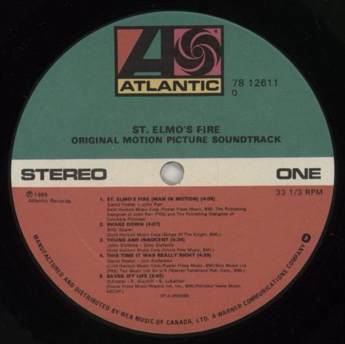 Original Soundtrack St. Elmo's Fire vinyl LP album (LP record) Canadian OSTLPST879957