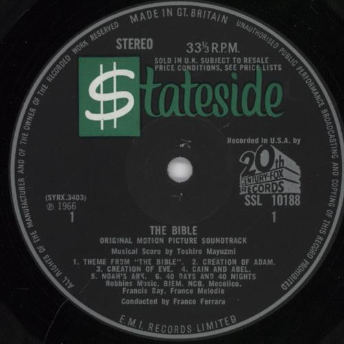 Original Soundtrack The Bible vinyl LP album (LP record) UK OSTLPTH892221