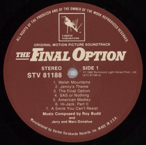 Original Soundtrack The Final Option vinyl LP album (LP record) US OSTLPTH825973