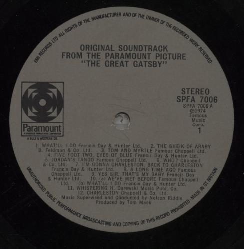 Original Soundtrack The Great Gatsby vinyl LP album (LP record) UK OSTLPTH778436