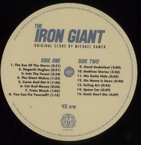 Original Soundtrack The Iron Giant 2-LP vinyl record set (Double LP Album) US OST2LTH857921