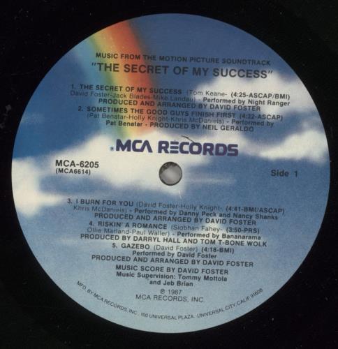 Original Soundtrack The Secret Of My Success - Promo Stamped vinyl LP album (LP record) US OSTLPTH878160