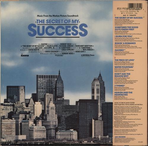 Original Soundtrack The Secret Of My Success - Promo Stamped vinyl LP album (LP record) US OSTLPTH878160