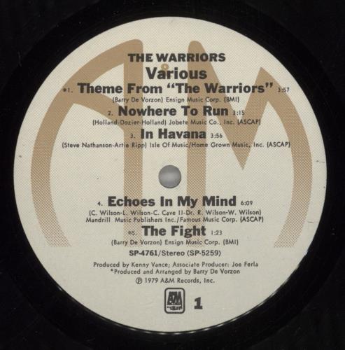 Original Soundtrack The Warriors vinyl LP album (LP record) US OSTLPTH614935