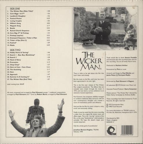 Original Soundtrack The Wicker Man - Black Vinyl vinyl LP album (LP record) UK OSTLPTH140883