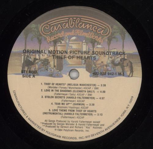 Original Soundtrack Thief Of Hearts vinyl LP album (LP record) US OSTLPTH595836