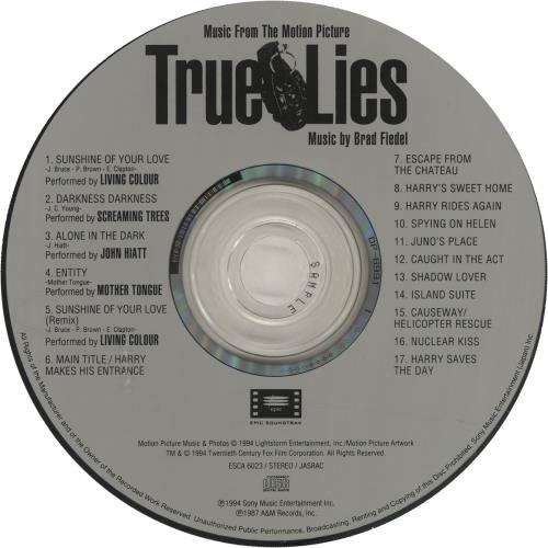 Original Soundtrack True Lies CD album (CDLP) Japanese OSTCDTR649051