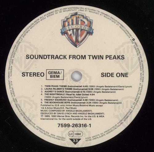 Original Soundtrack Twin Peaks vinyl LP album (LP record) German OSTLPTW890747