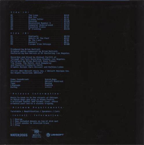 Original Soundtrack Watch_Dogs - Blue w/ Black Splatter Vinyl vinyl LP album (LP record) UK OSTLPWA858167