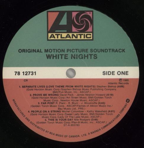 Original Soundtrack White Nights vinyl LP album (LP record) Canadian OSTLPWH879967