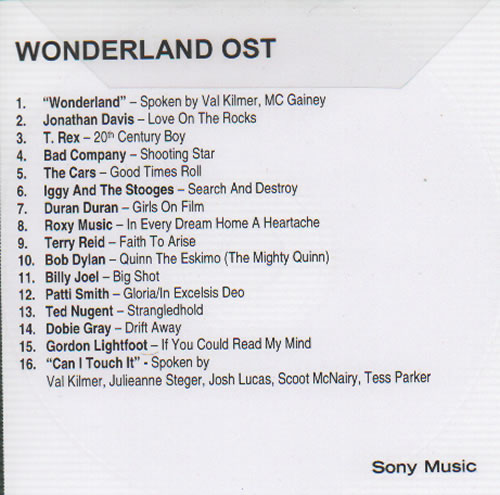 Original Soundtrack Wonderland CD-R acetate UK OSTCRWO636104