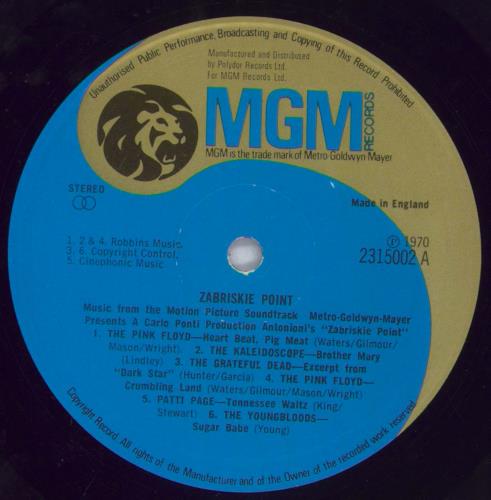 Original Soundtrack Zabriskie Point - VG vinyl LP album (LP record) UK OSTLPZA828204