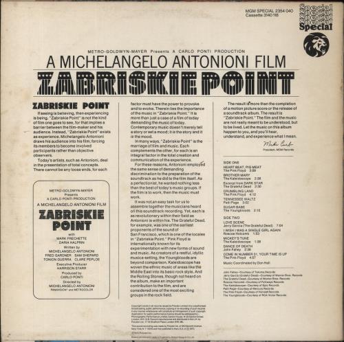 Original Soundtrack Zabriskie Point - White Label vinyl LP album (LP record) UK OSTLPZA856452