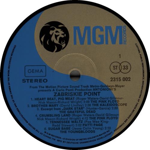 Original Soundtrack Zabriskie Point German vinyl LP album (LP record