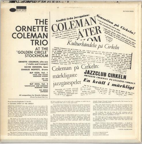 Ornette Coleman At The "Golden Circle" Stockholm - Volume One - 'b' label vinyl LP album (LP record) German ORCLPAT734292