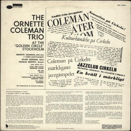 Ornette Coleman At The 'Golden Circle' Stockholm - Volume Two vinyl LP album (LP record) UK ORCLPAT705131