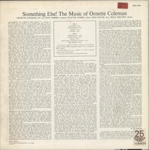 Ornette Coleman Something Else!!!! vinyl LP album (LP record) Japanese ORCLPSO876162