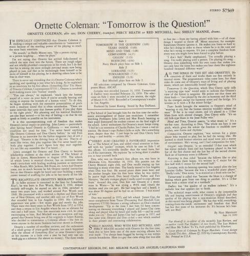 Ornette Coleman Tomorrow Is The Question! vinyl LP album (LP record) US ORCLPTO541011