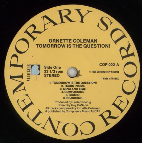Ornette Coleman Tomorrow Is The Question! vinyl LP album (LP record) UK ORCLPTO739202