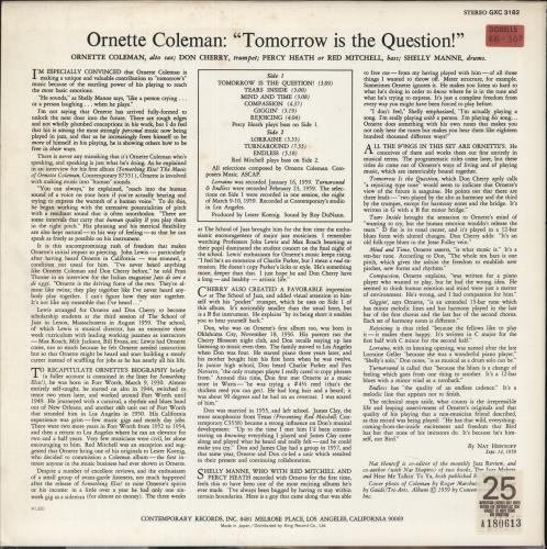 Ornette Coleman Tomorrow Is The Question vinyl LP album (LP record) Japanese ORCLPTO876161