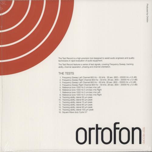 Ortofon Test Record vinyl LP album (LP record) UK -U2LPTE891565