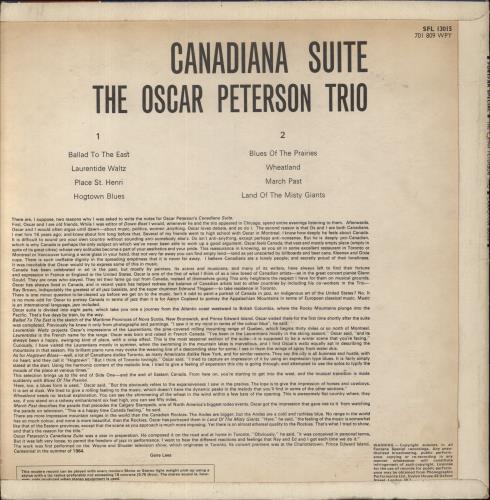 Oscar Peterson Canadiana Suite - EX vinyl LP album (LP record) UK OP1LPCA834482