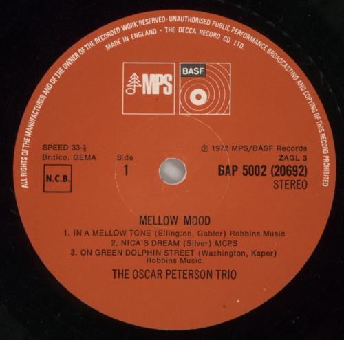 Oscar Peterson Mellow Mood vinyl LP album (LP record) UK OP1LPME409288