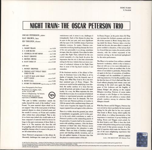 Oscar Peterson Night Train - 180gm Vinyl + Booklet vinyl LP album (LP record) UK OP1LPNI832337