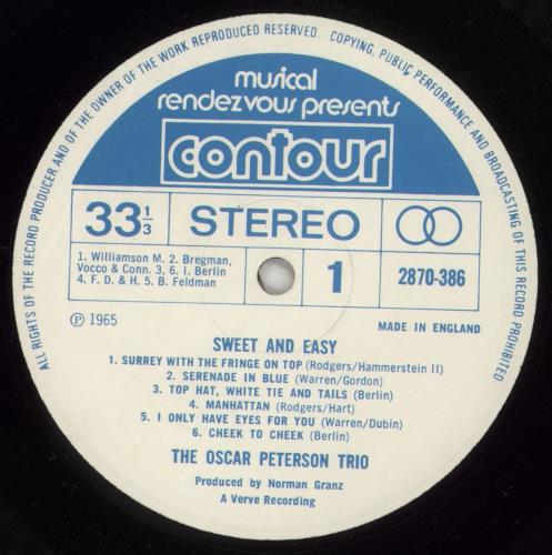 Oscar Peterson Sweet And Easy vinyl LP album (LP record) UK OP1LPSW374934