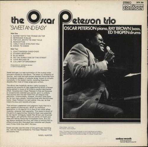 Oscar Peterson Sweet And Easy vinyl LP album (LP record) UK OP1LPSW374934