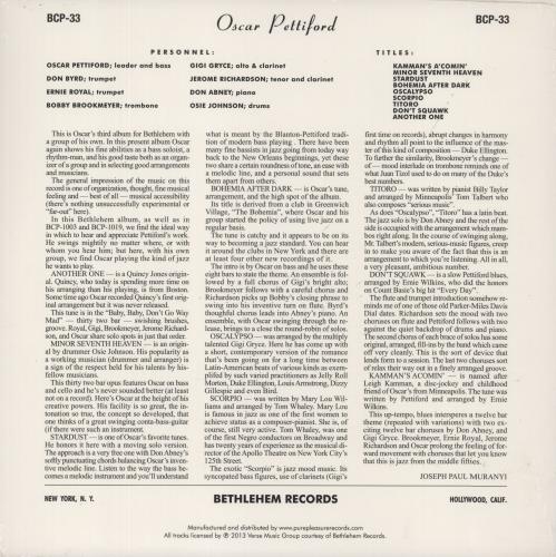 Oscar Pettiford Volume 2 vinyl LP album (LP record) UK OPDLPVO865046