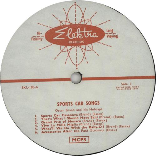 Oscar Brand Sports Car Songs (For Big Wheels) UK vinyl LP album (LP