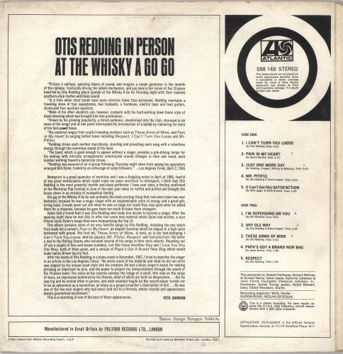 Otis Redding At The Whisky-A-Go Go, Los Angeles - VG vinyl LP album (LP record) UK OTILPAT722274