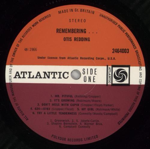 Otis Redding Remembering vinyl LP album (LP record) UK OTILPRE512937