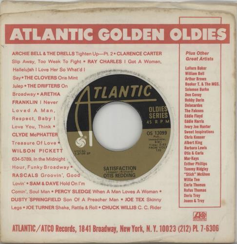 Otis Redding Satisfaction 7" vinyl single (7 inch record / 45) US OTI07SA662843