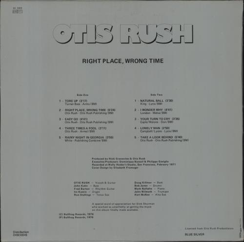 Otis Rush Right Place, Wrong Time vinyl LP album (LP record) French OTRLPRI535784