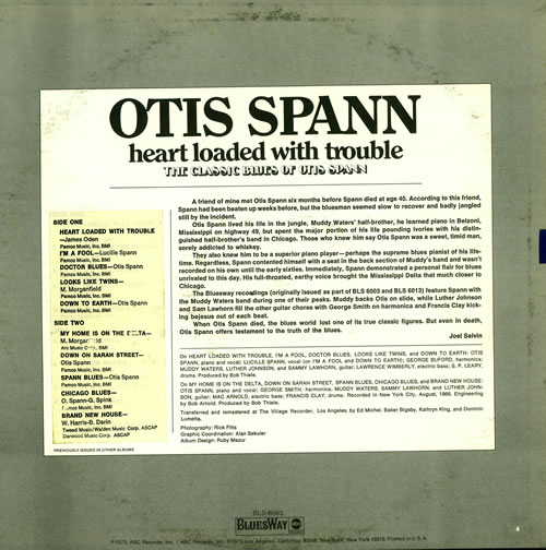 Otis Spann Heart Loaded With Trouble vinyl LP album (LP record) US OSPLPHE465783