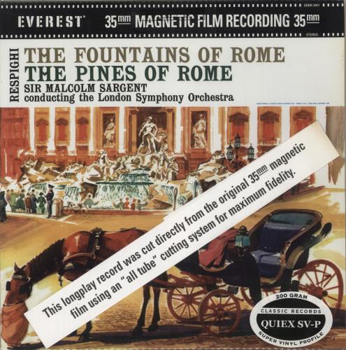Ottorino Respighi The Fountains Of Rome / The Pines Of Rome - 200gm Vinyl vinyl LP album (LP record) US RLXLPTH879152