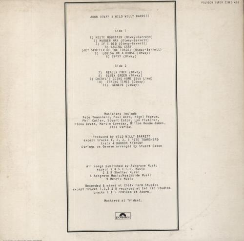 Otway & Barrett John Otway & Wild Willy Barrett - EX vinyl LP album (LP record) UK O&BLPJO264319