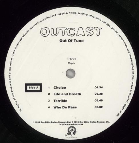 Outcast Out Of Tune vinyl LP album (LP record) UK -UTLPOU876268