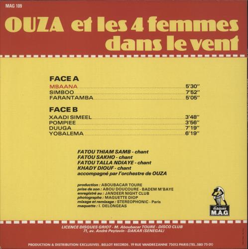 Ouza Et Les 4 Femmes Dans Le Vent Mbaana vinyl LP album (LP record) French -03LPMB881146