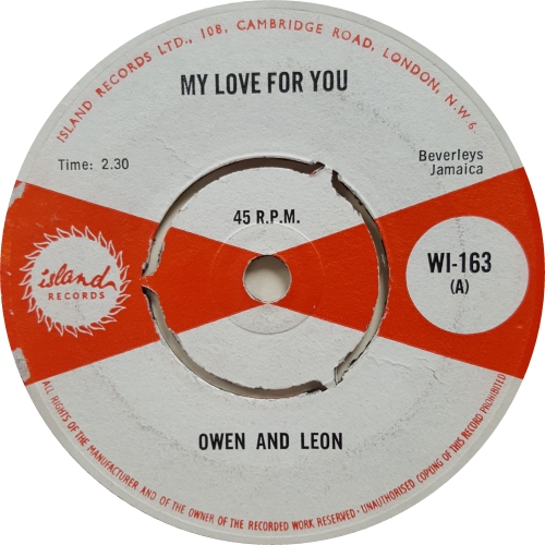 Owen And Leon My Love For You 7" vinyl single (7 inch record / 45) UK OW107MY635799