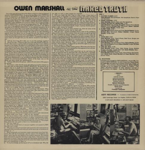 Owen Marshall Captain Puff In The Naked Truth - 1st + PR enclosures vinyl LP album (LP record) US 214LPCA761653