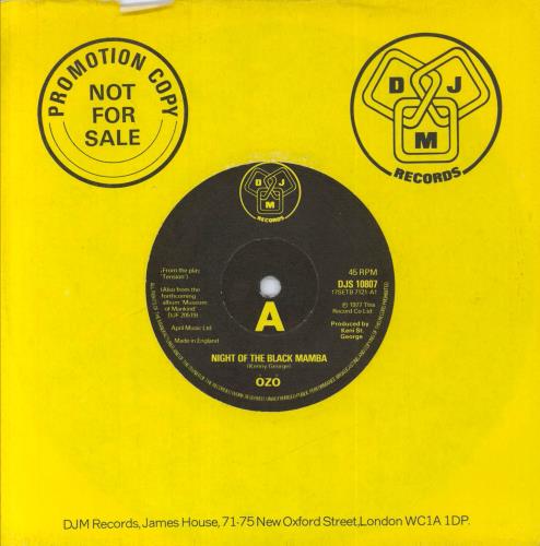 Ozo Night Of The Black Mamba - Promo Sleeve 7" vinyl single (7 inch record / 45) UK 0Z007NI829547