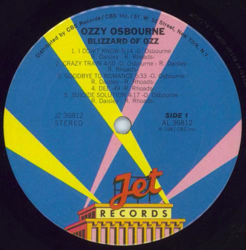 Ozzy Osbourne Blizzard Of Ozz vinyl LP album (LP record) US OZZLPBL812619