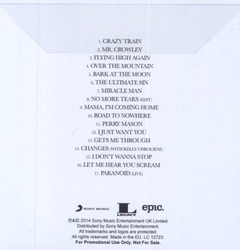 Ozzy Osbourne Memoirs Of A Madman CD-R acetate UK OZZCRME617736